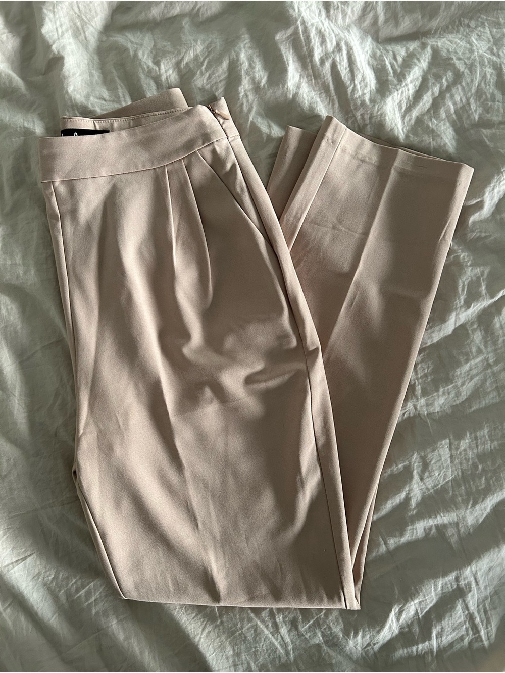 Lulu's Beige High-Waist Pleated Trousers
